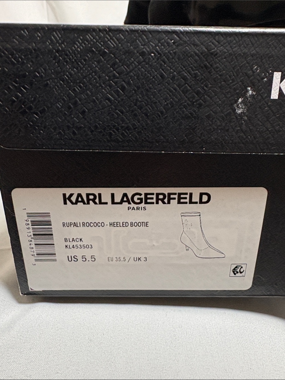 Karl Lagerfeld Black Stretch Sock Booties with Gold Embroidery - Picture 6 of 6